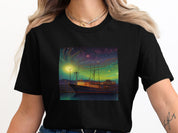 Artistic Boat Under Starry Sky T-Shirt,