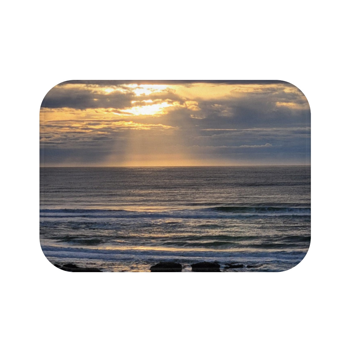 Tranquil Beach Sunset with Golden Clouds Art product