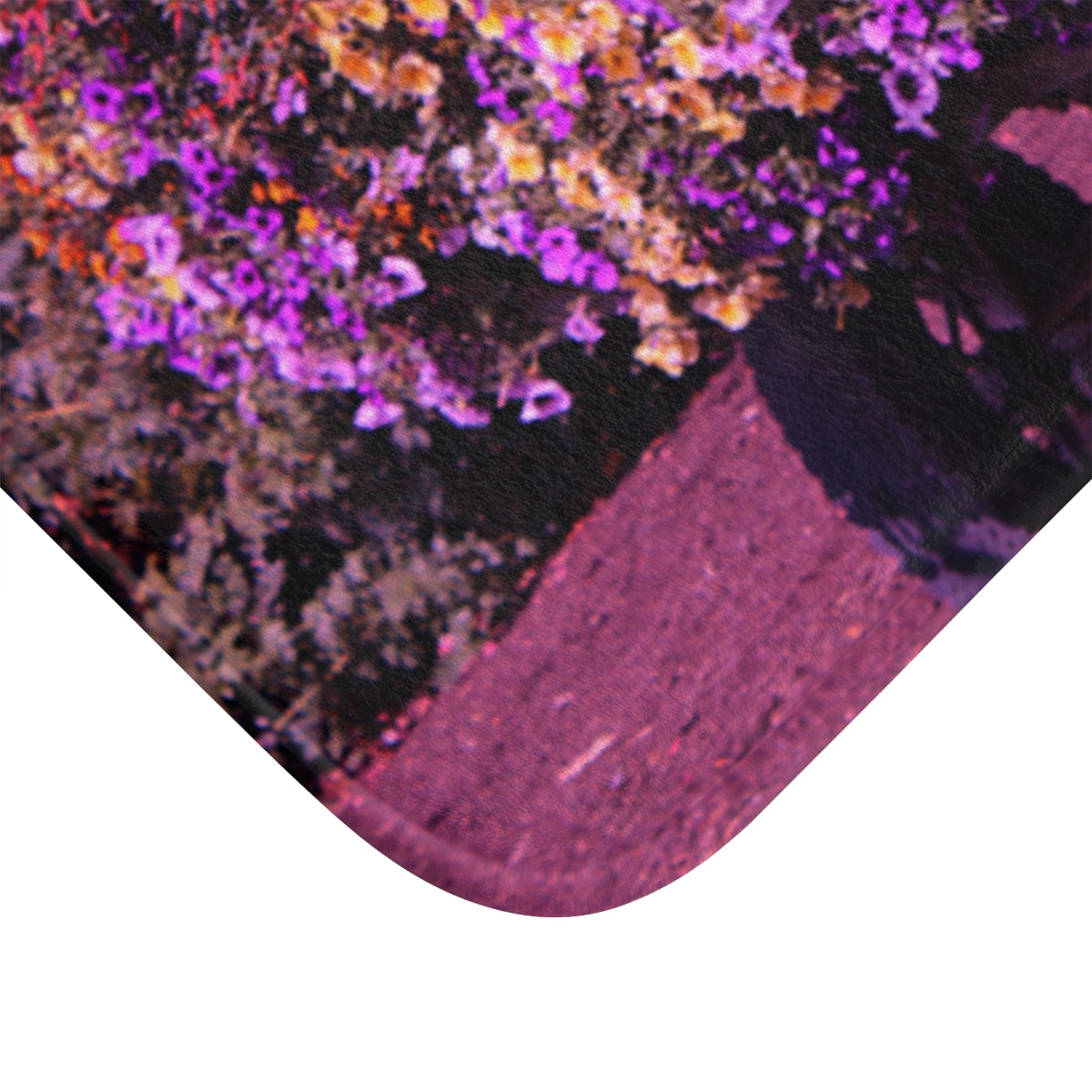 Floral Wagon Bath Mat, Purple and Yellow Flower Art, Botanical Bathroom Decor, Unique Home Decor, Farmhouse Style Bathmat, Floral