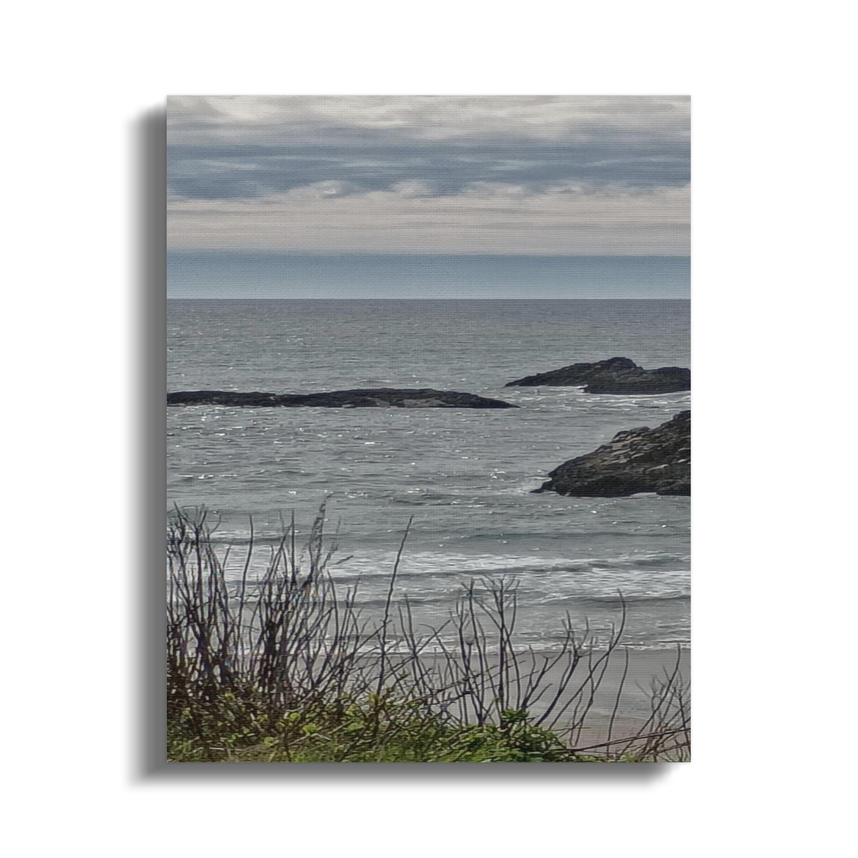 Serene Coastal View Under Cloudy Sky Wall Art product type