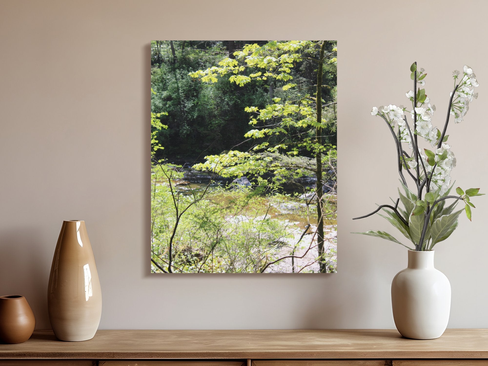 Serene Forest River Landscape Photo Canvas product