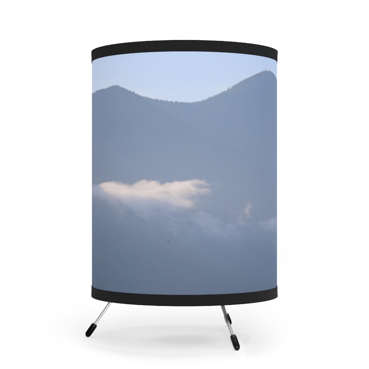 Tranquil Mountain Scene with Misty Clouds lampshade