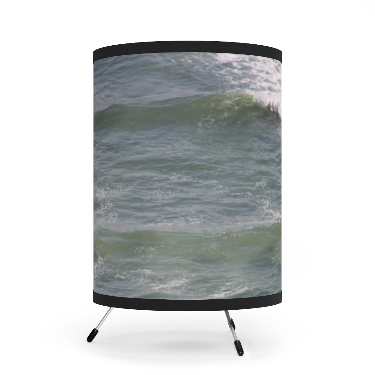 Serene Ocean Waves on Black Trim Lamp Shade