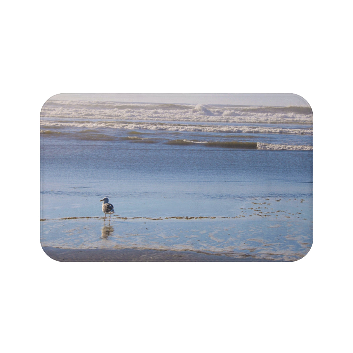 Seagull by the Waves Blue Ocean Bathroom Mat