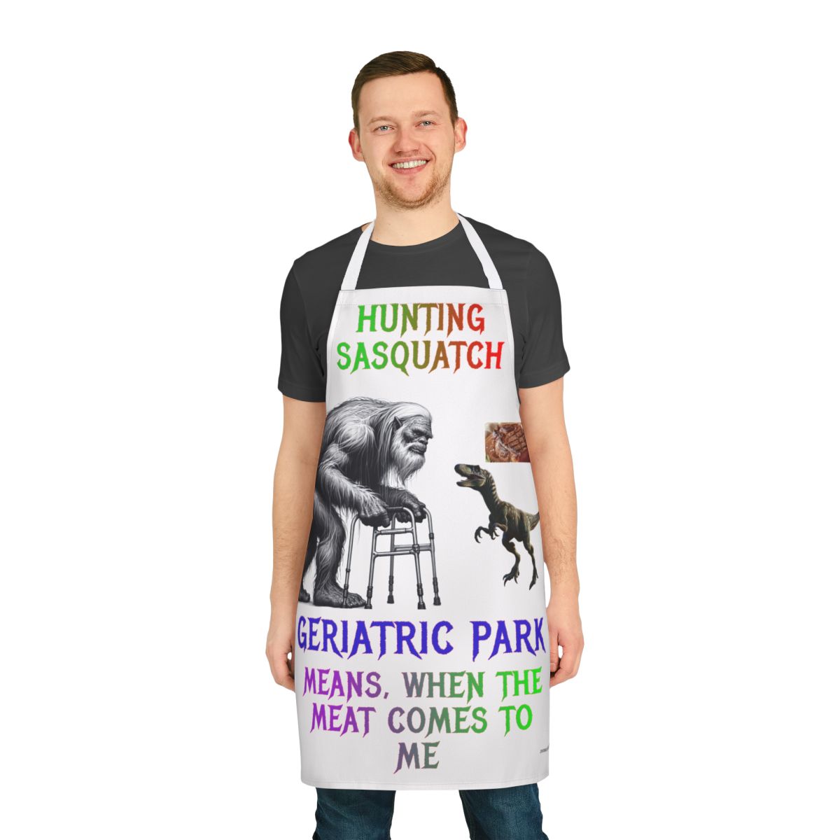 Hunting Sasquatch Geriatric Park Apron Statement