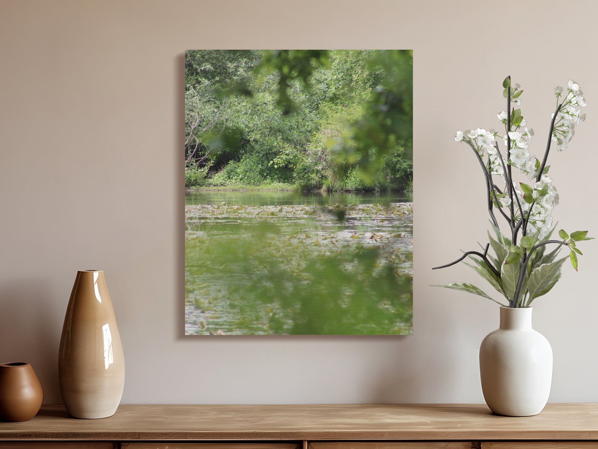 Serene Green Forest and Pond Canvas Wall Art product