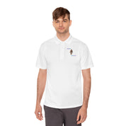 Stylish White Polo Shirt with Unique Graphic Design