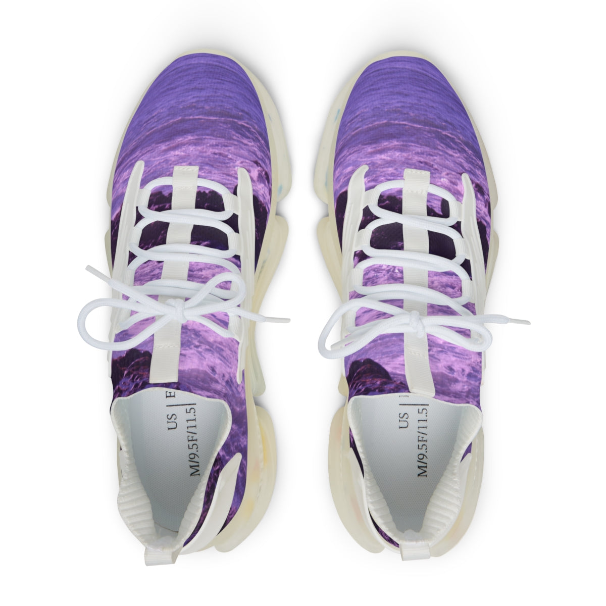Unique Purple Pattern Lace-Up Athletic Shoes