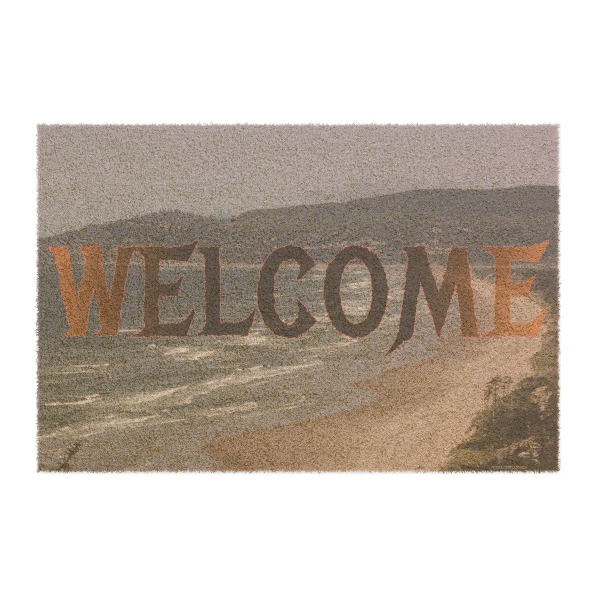 Welcome Mat with Scenic Beach Design for Home Decor