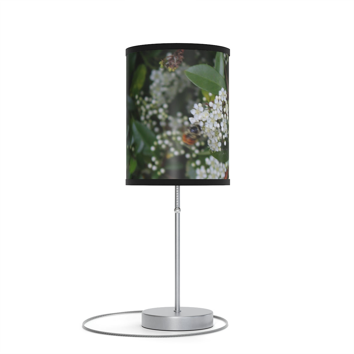 Floral Design Table Lamp with Silver Base
