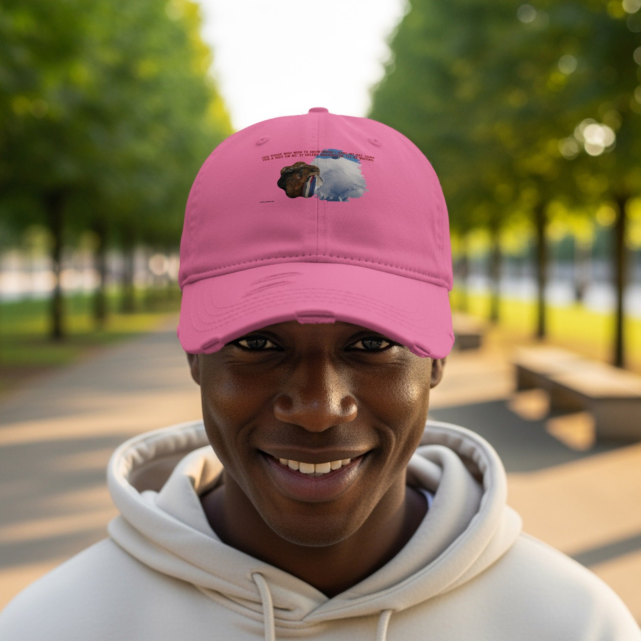 Stylish Soft Pink Cap with Artistic Print product type