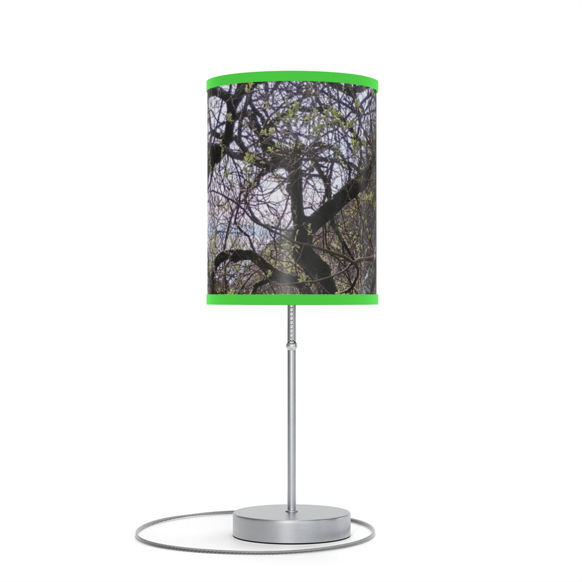 Unique Green Accented Silhouette Tree Design Lamp