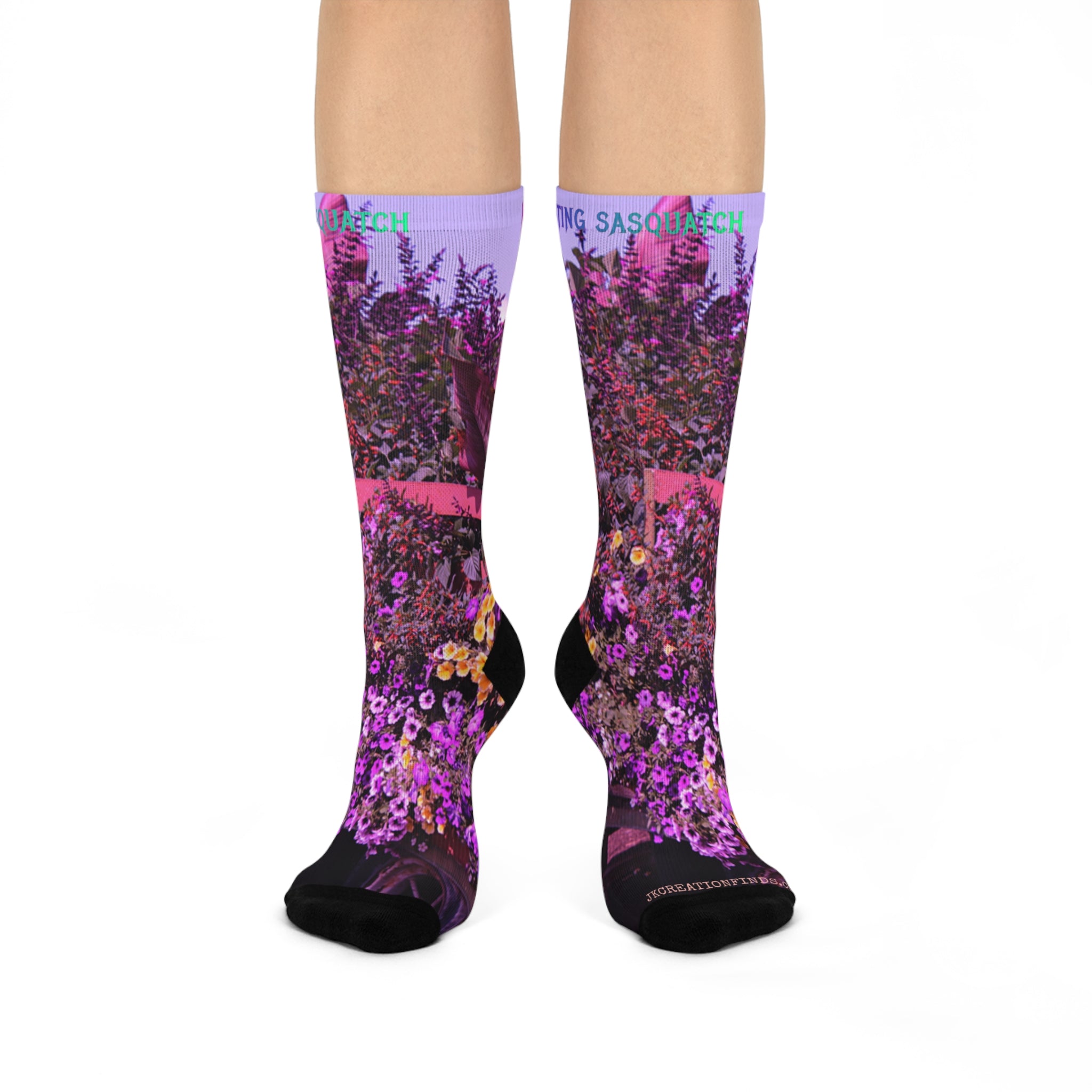 Colorful Floral Design Bigfoot Sasquatch Socks product type