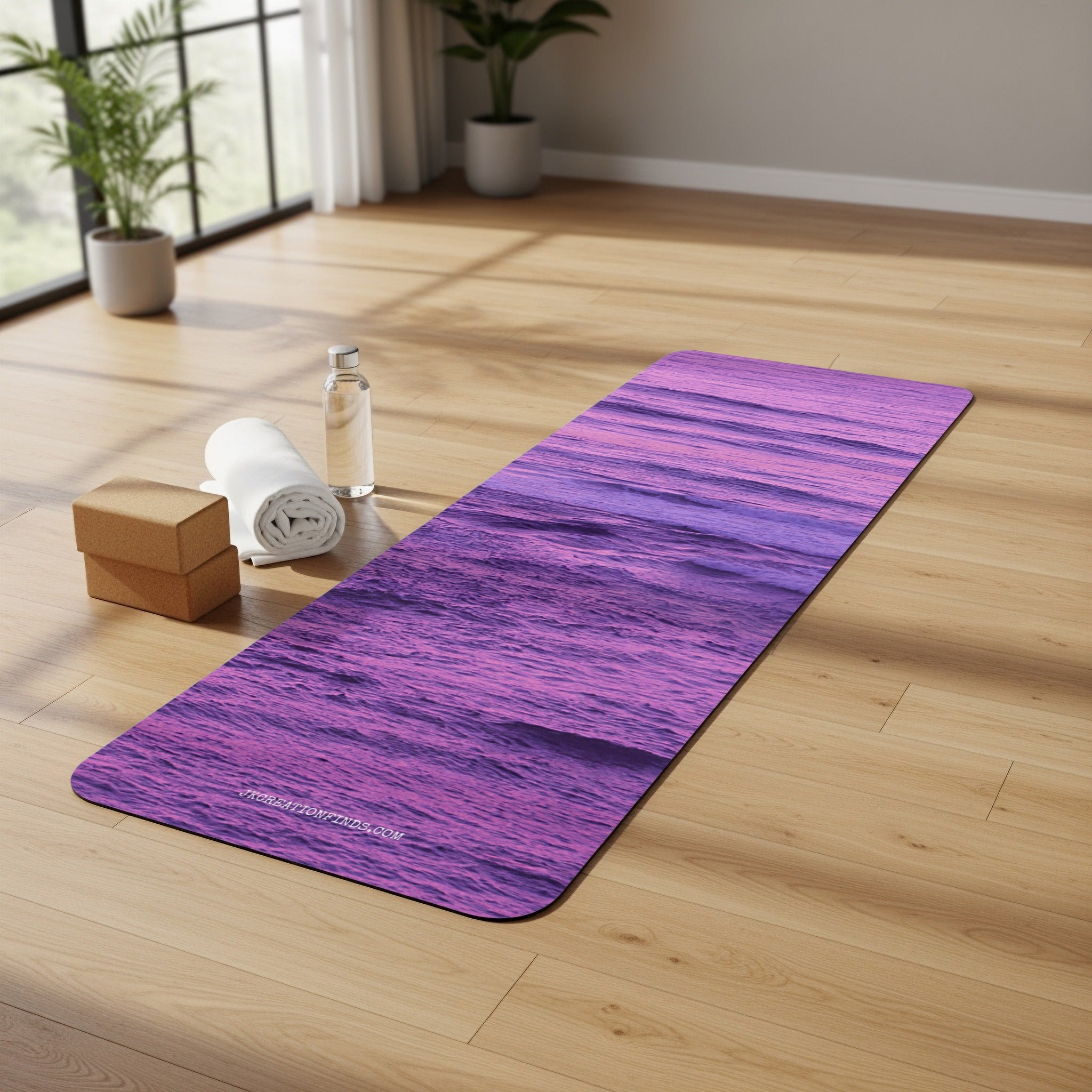 Vibrant Purple Ocean Scenic Design Yoga Mat product