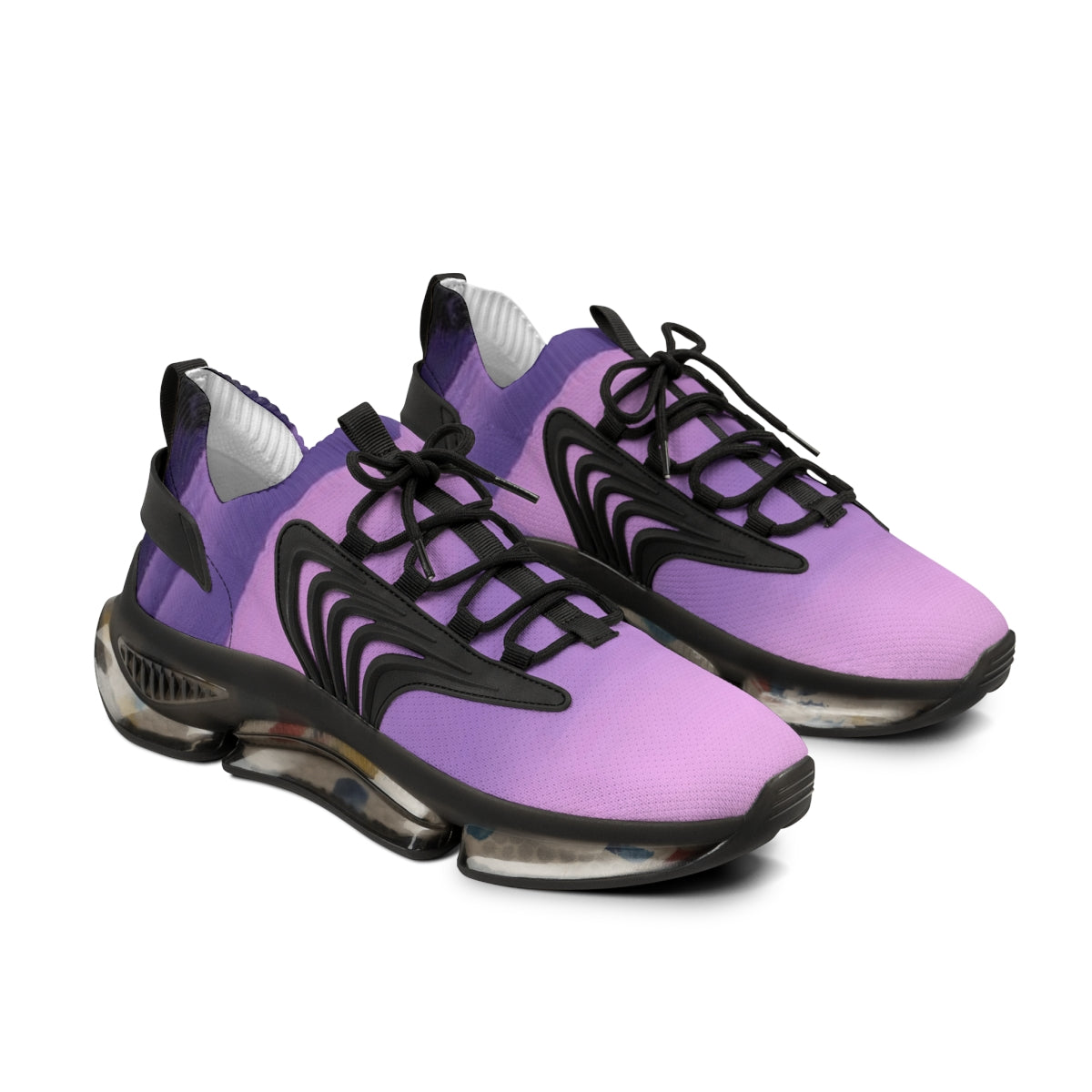 Stylish Futuristic Purple and Black Athletic Shoes