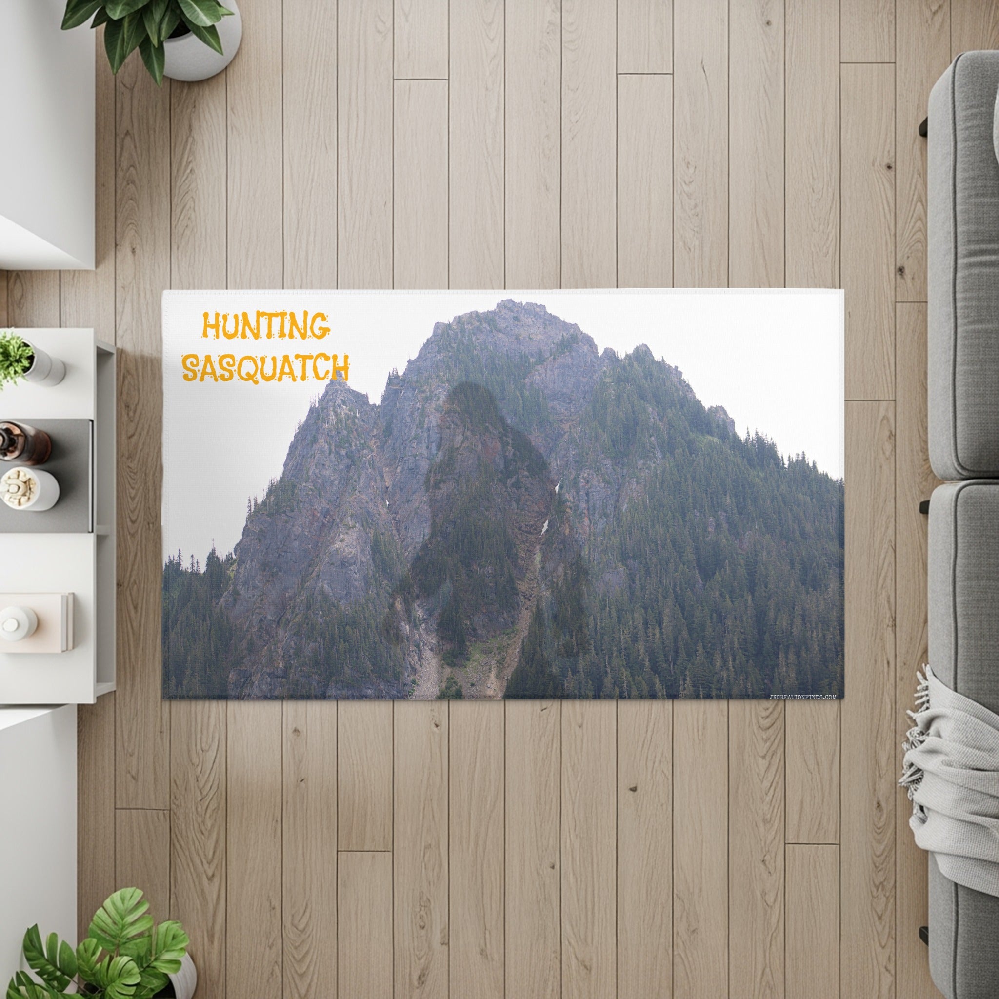 Hunting Sasquatch Mountain Forest Art Rug product