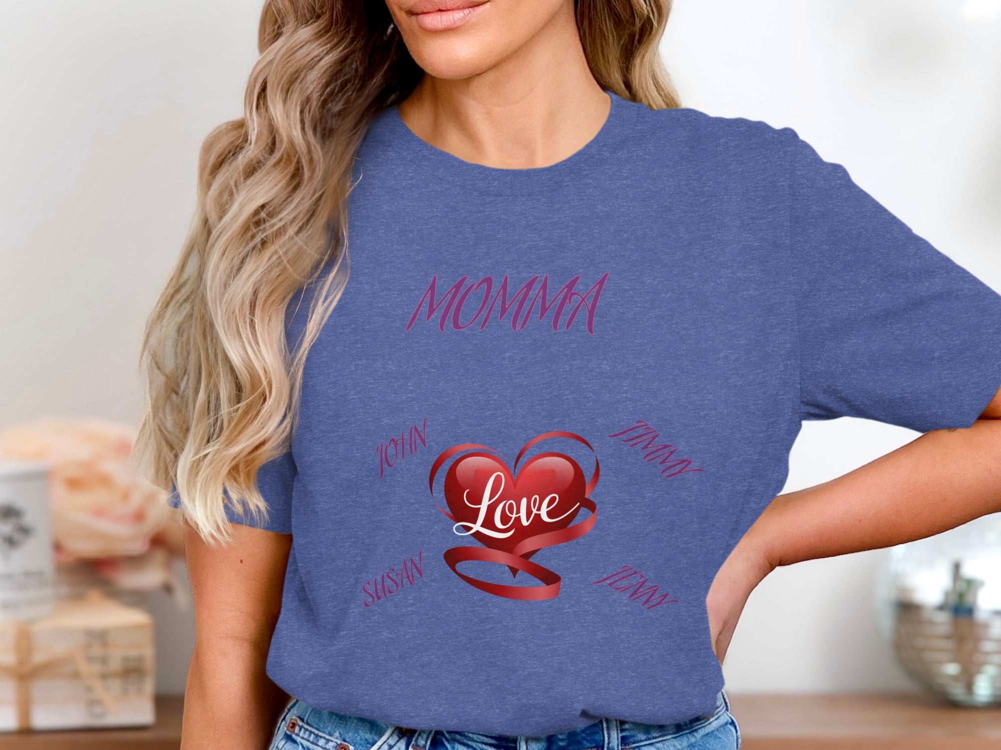 Personalized Heart Mom Graphic T-shirt product
