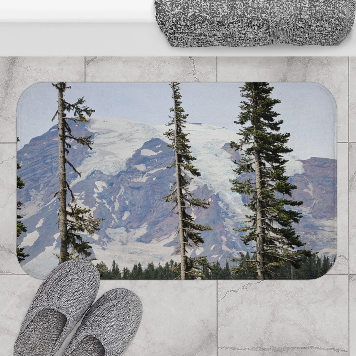 Majestic Mountain View with Trees Bath Mat Product