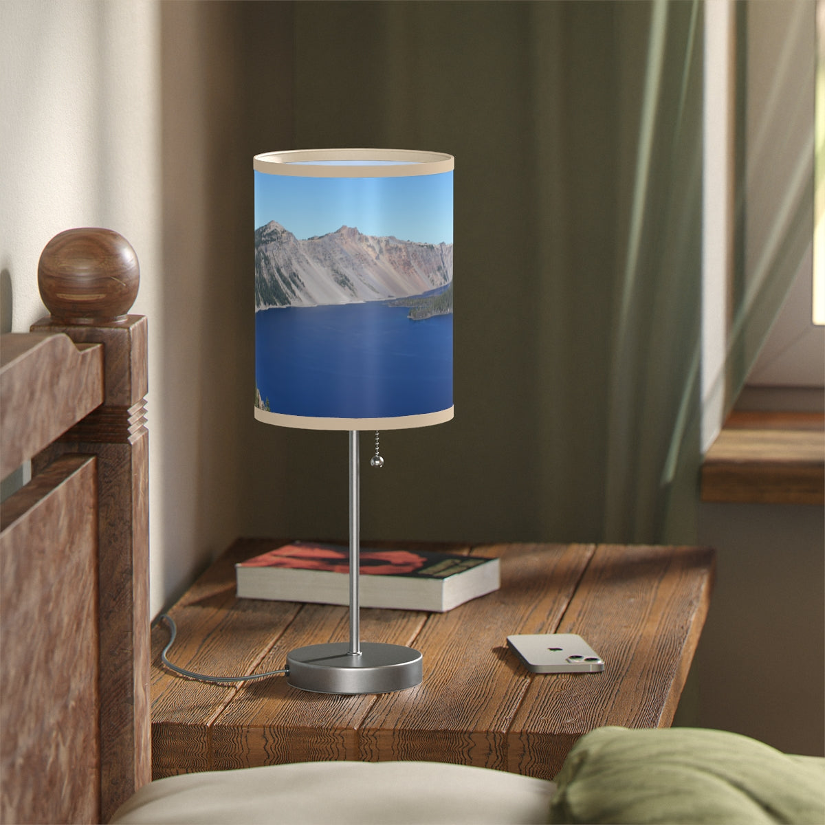 Mountain Lake Scenic Design Lampshade Bedroom Light
