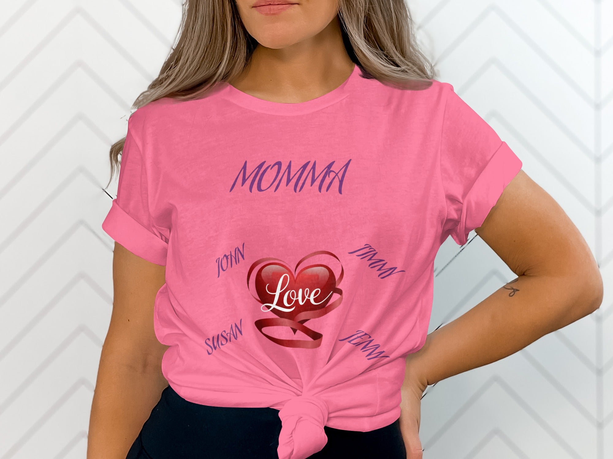 Custom Love Heart Family Names T-Shirt product