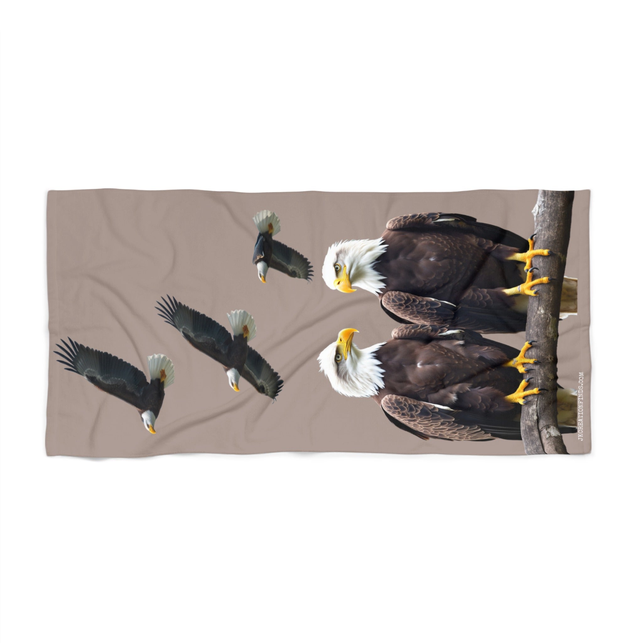 Majestic Bald Eagles Soaring Beach Towel product