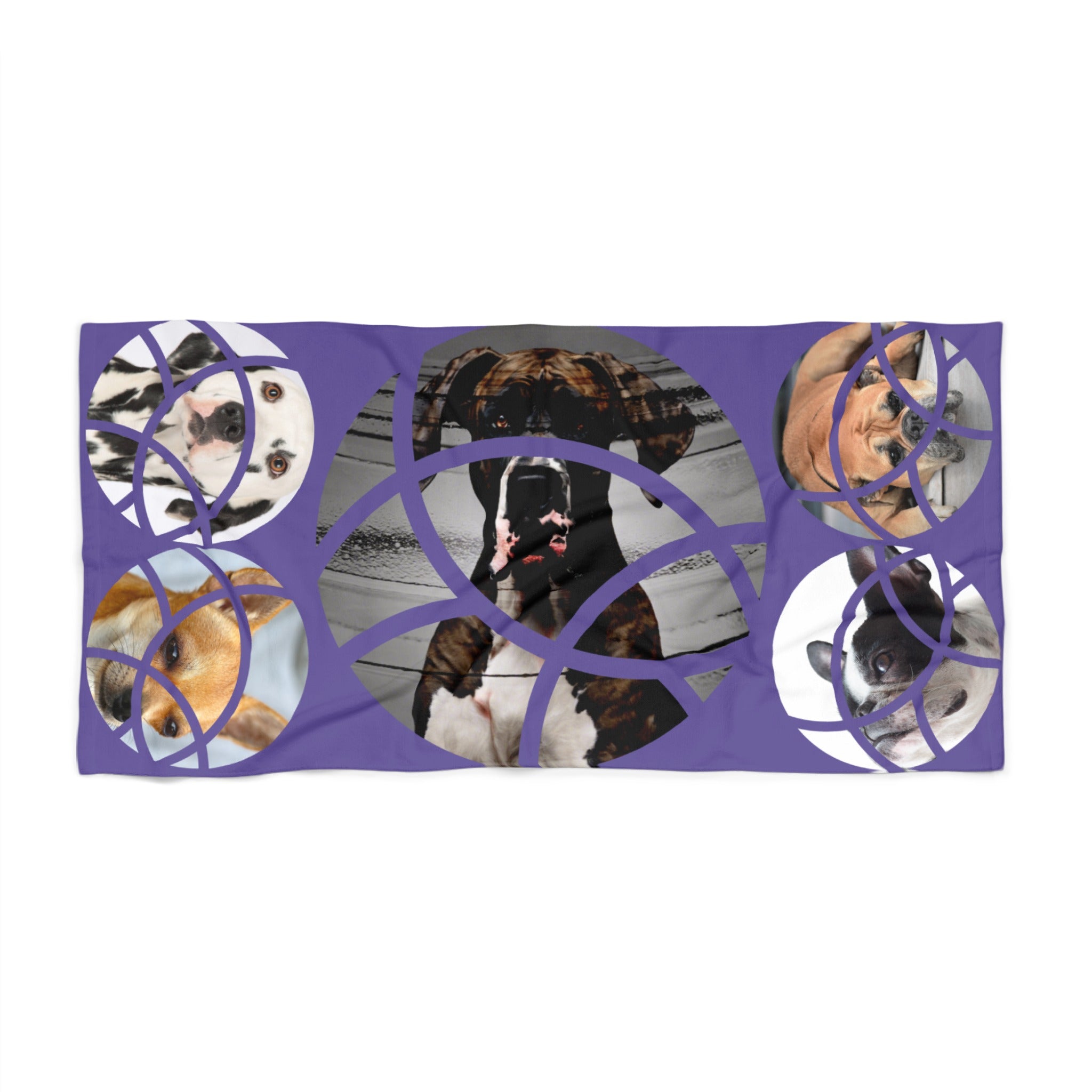 Purple Towel with Multiple Circle Dog Designs product