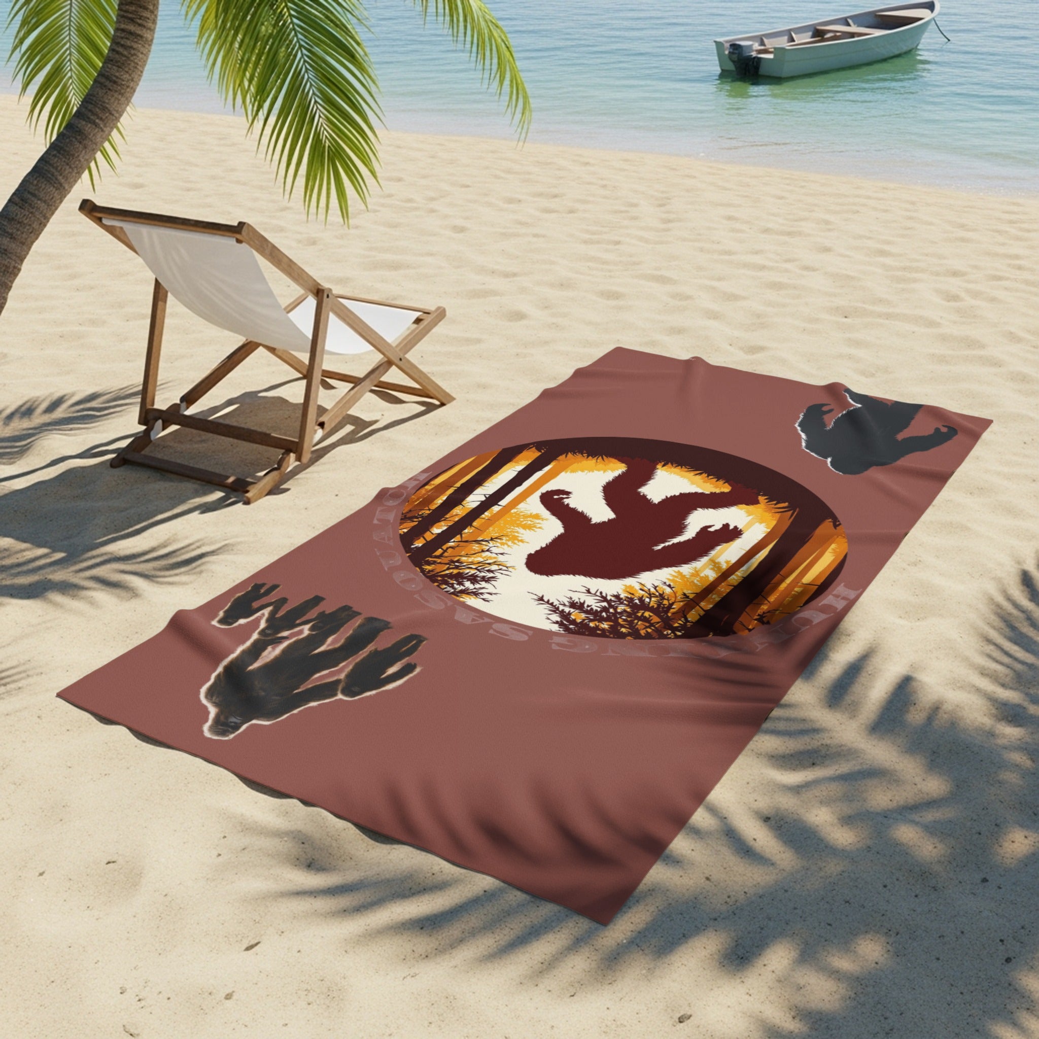 Bigfoot Silhouette Forest Scene Beach Towel product