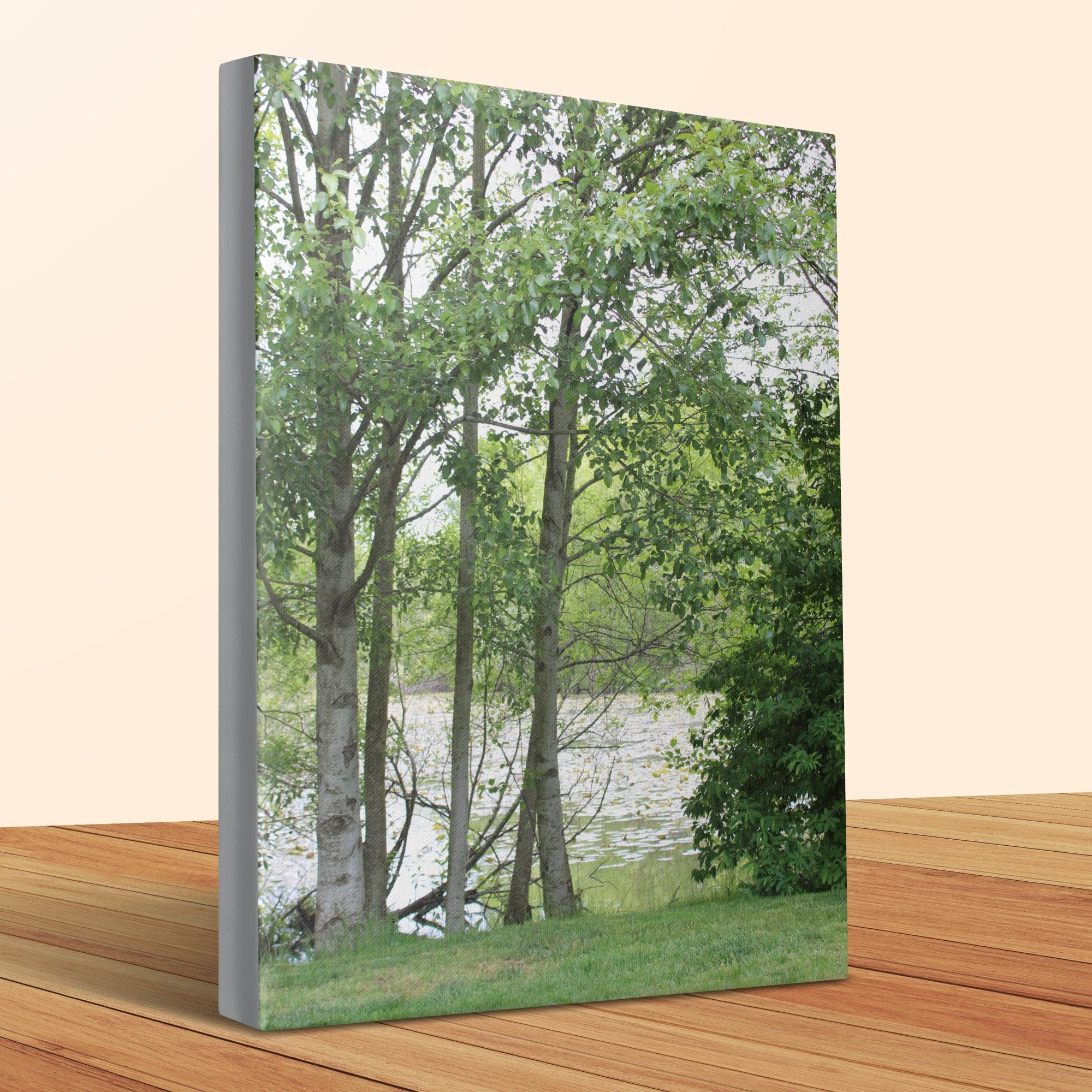 Serene Riverside Forest Landscape Wall Art product type
