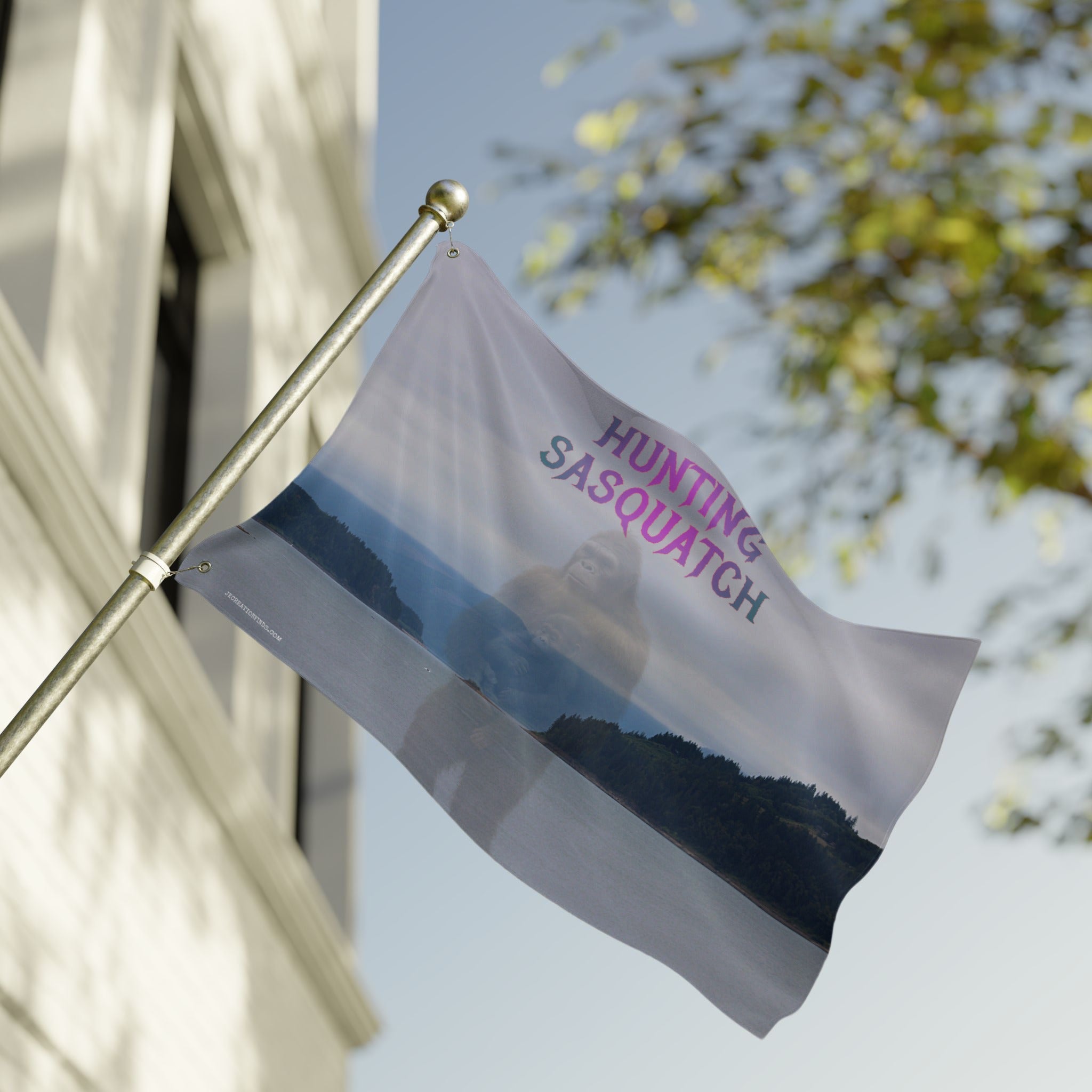 Hunting Sasquatch Graphic Outdoor Flag product type