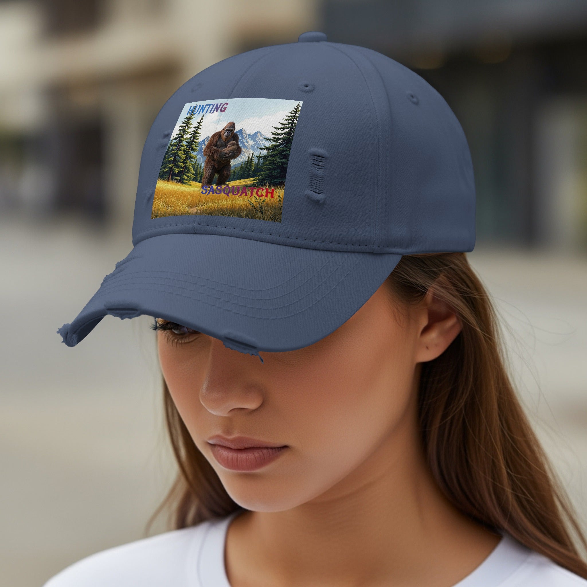 Hunting Sasquatch Graphic Distressed Cap product type