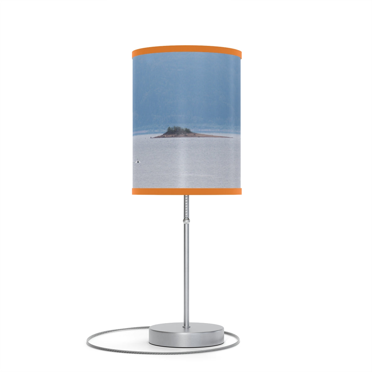 Serene Beach Island Print on Modern Desk Lamp