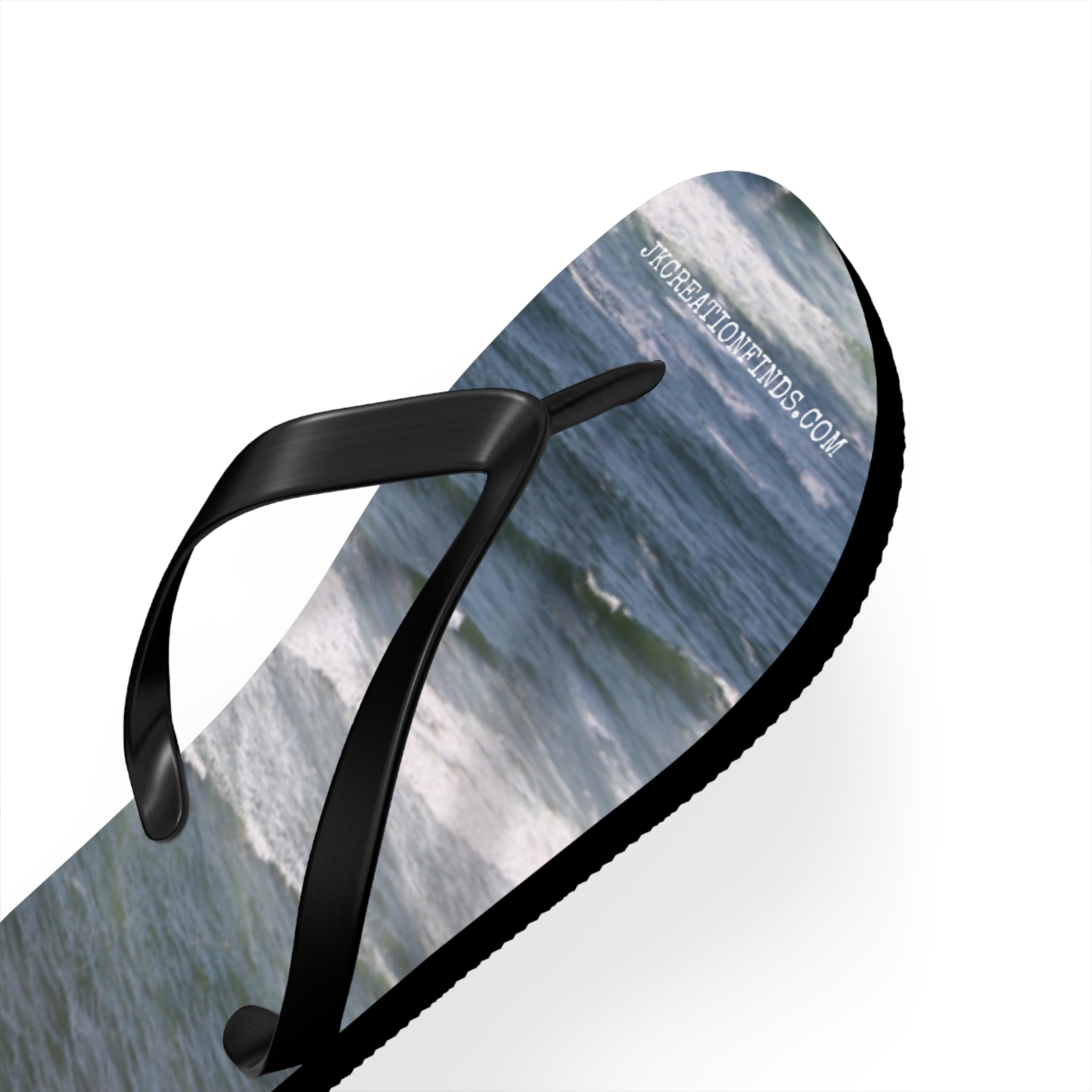 Stylish beach scene printed flip flop foot product