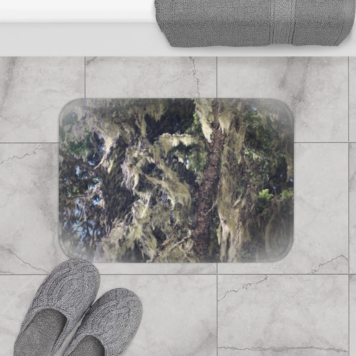 Tranquil Forest Scene Bath Mat for Relaxing Showers