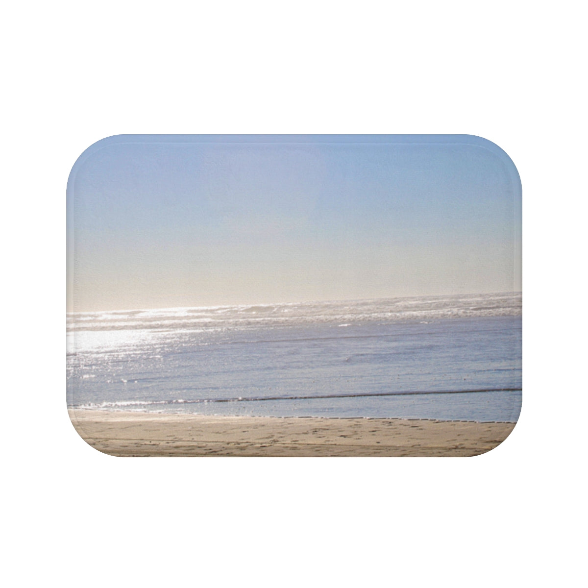 Serene Beach Scene with Gentle Waves Bath Mat