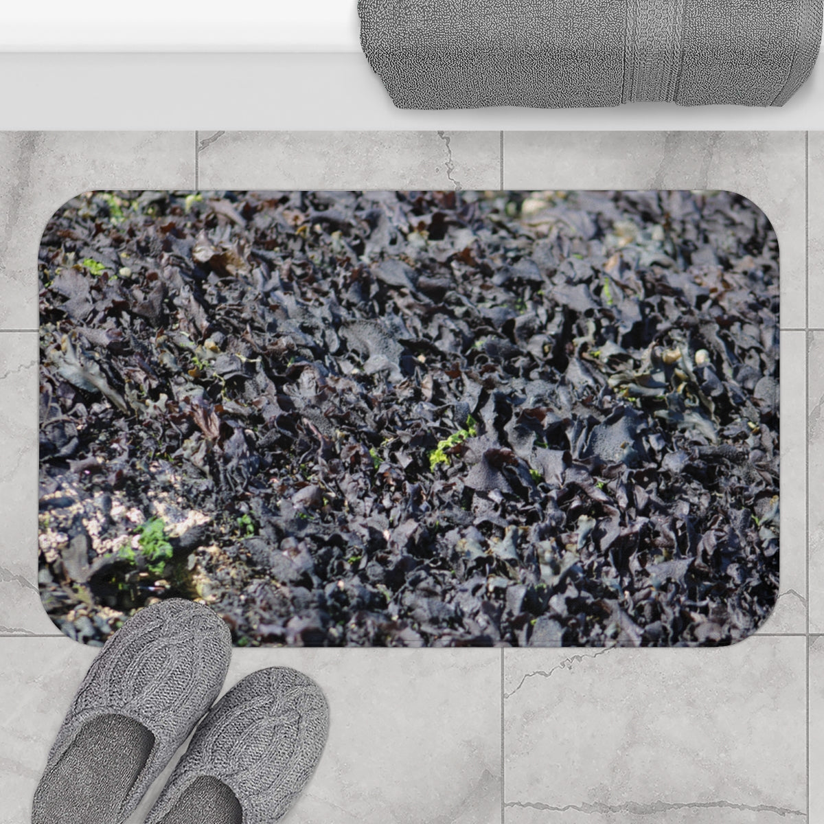 Purple and Green Seaweed Pattern Bath Mat