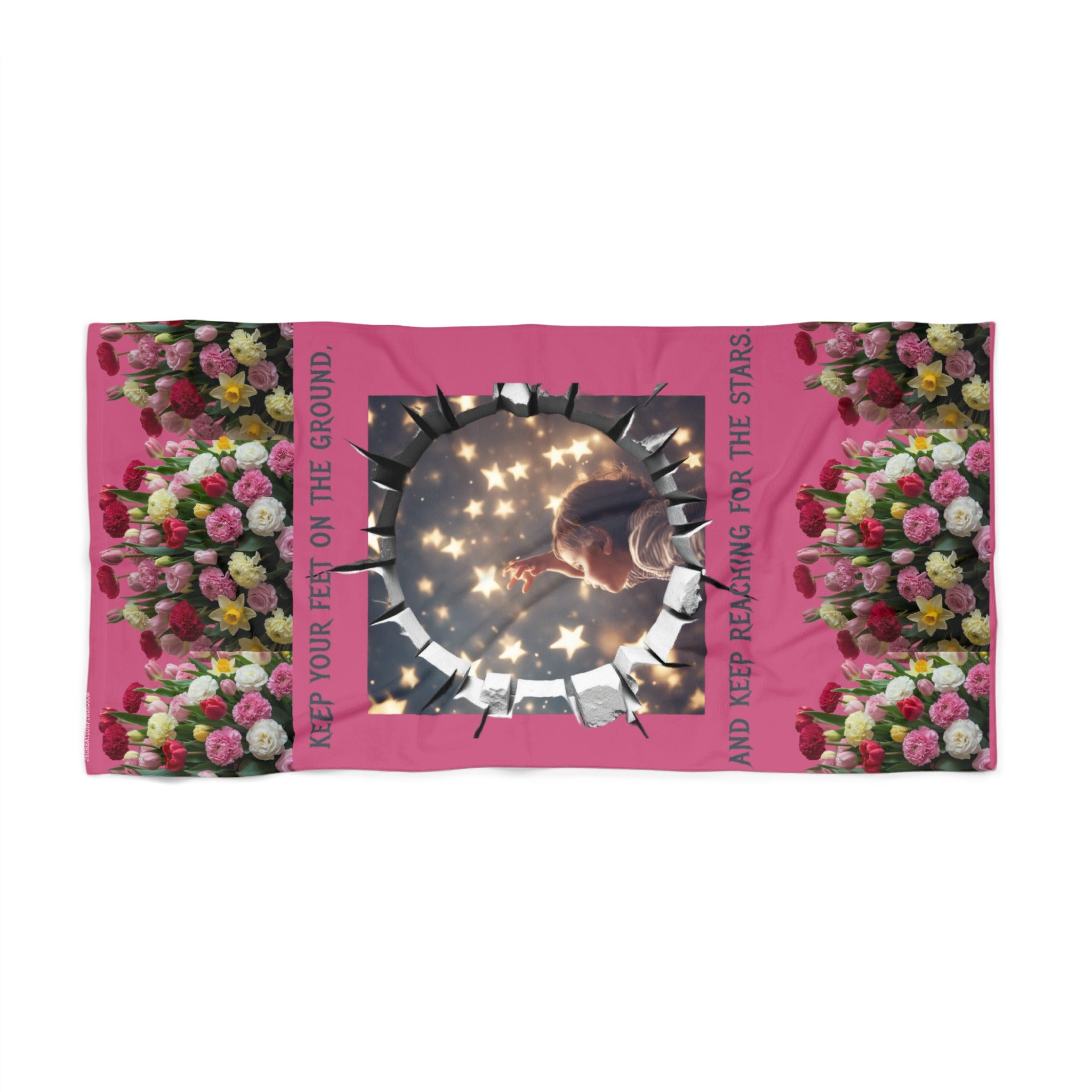 Inspirational Floral and Stars Themed Towel product