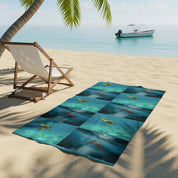 Colorful sea turtle beach scene towel product
