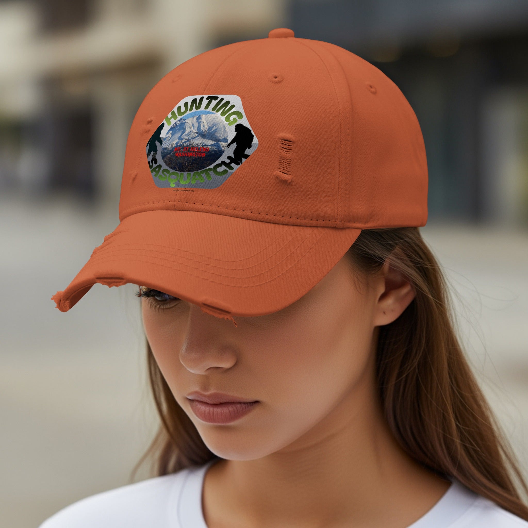 Hunting Sasquatch Dad Hat Distressed Baseball Cap product