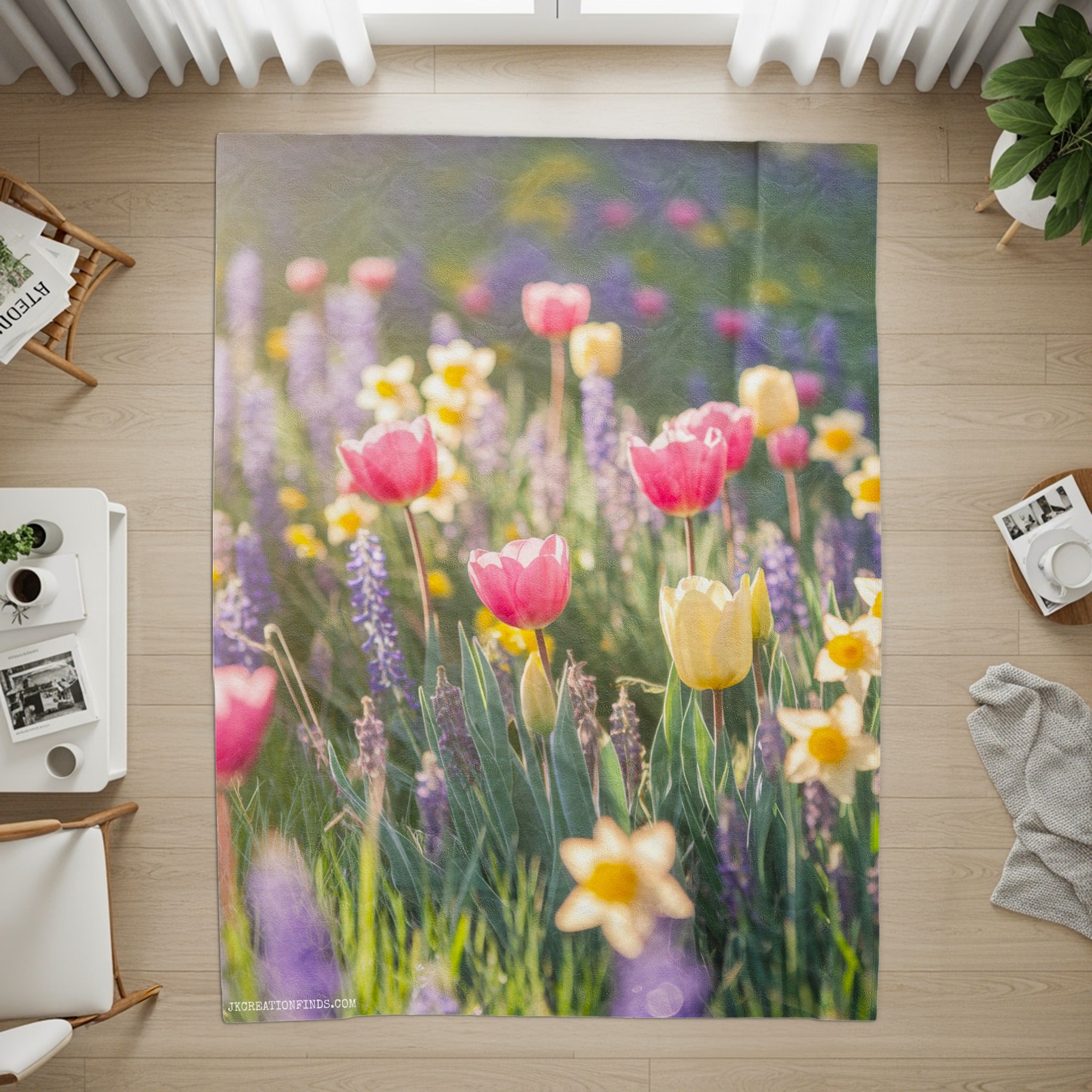 Vibrant Spring Garden Flowers Artistic Area Rug product type