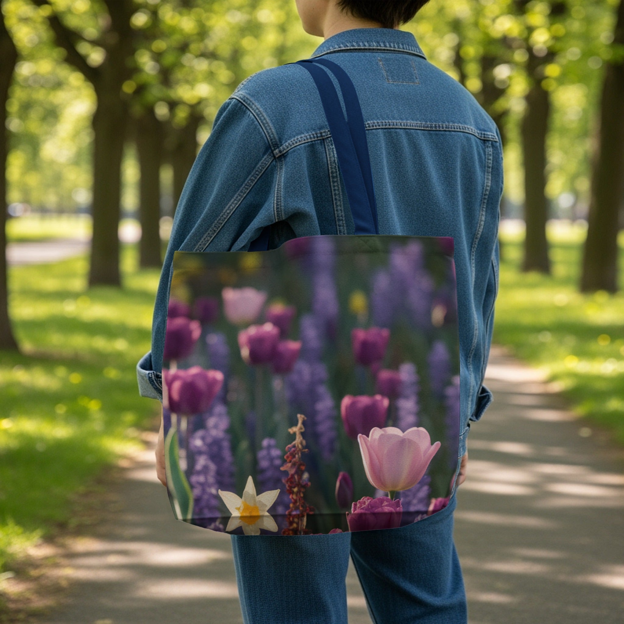 Beautiful Purple Tulips and Daffodils Tote Bag product type