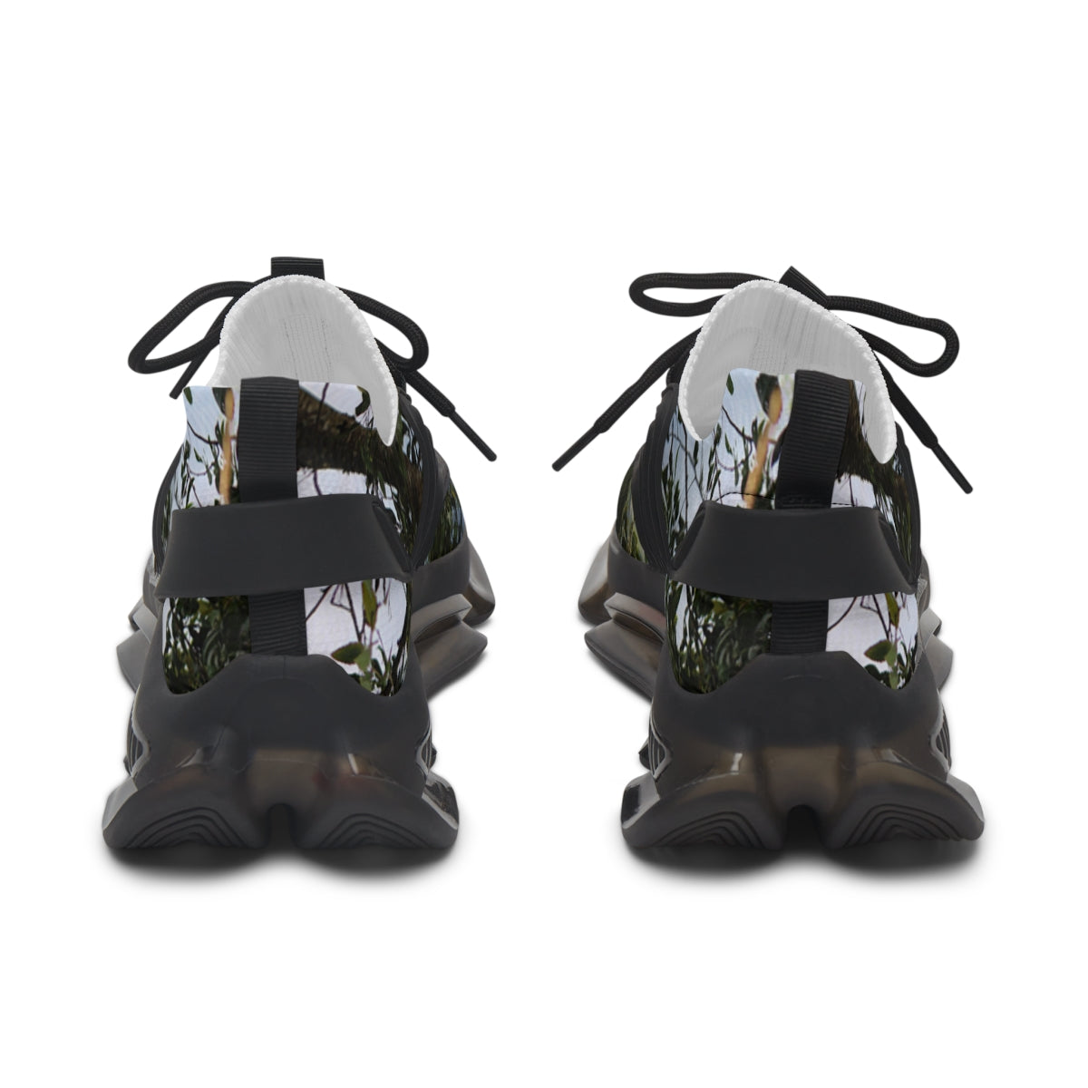 Stylish Forest Design Black and White Sneakers