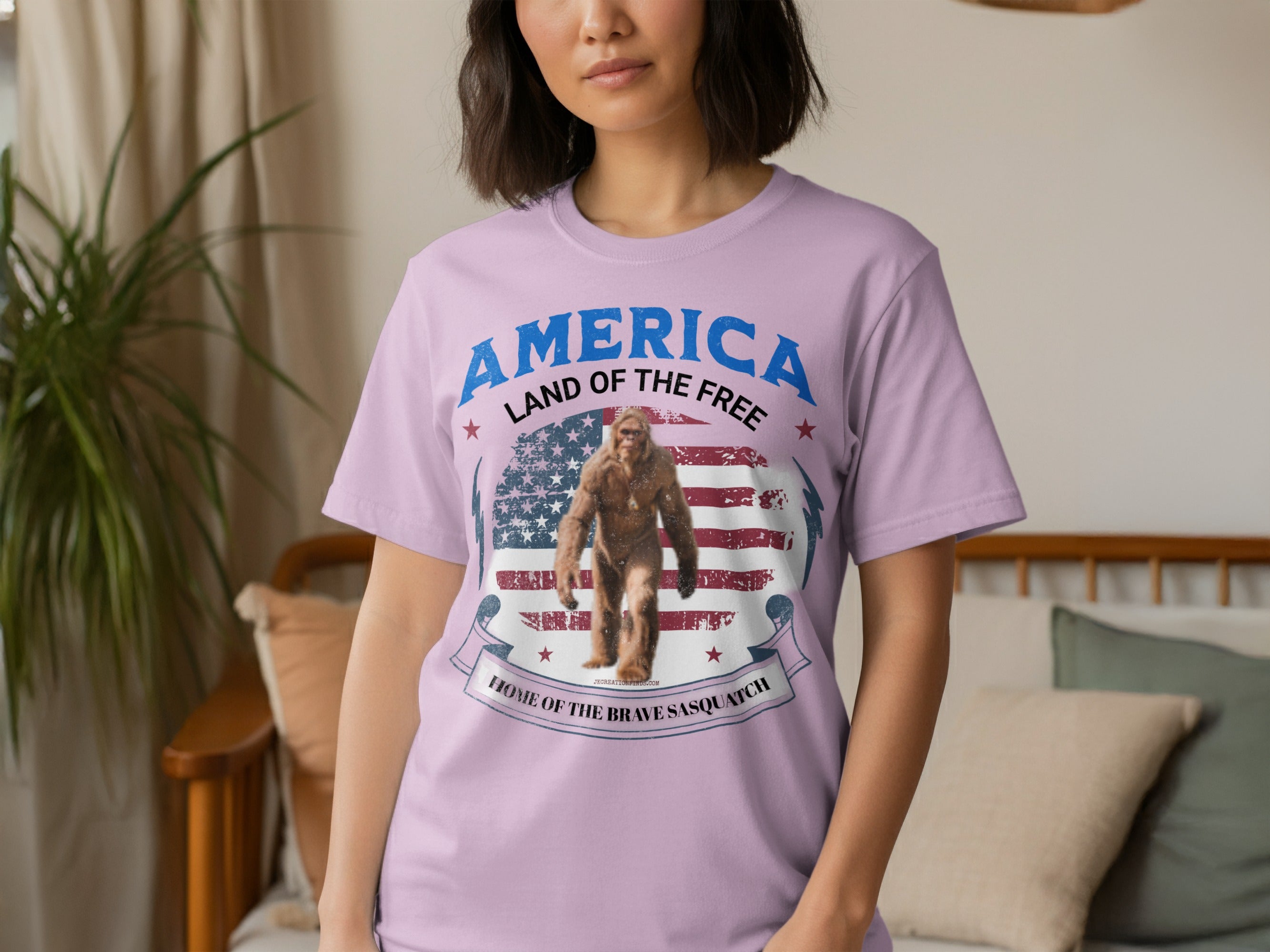 America Land of the Free Bigfoot Graphic T Shirt Product