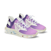 Purple and White Athletic Shoes with Unique Design