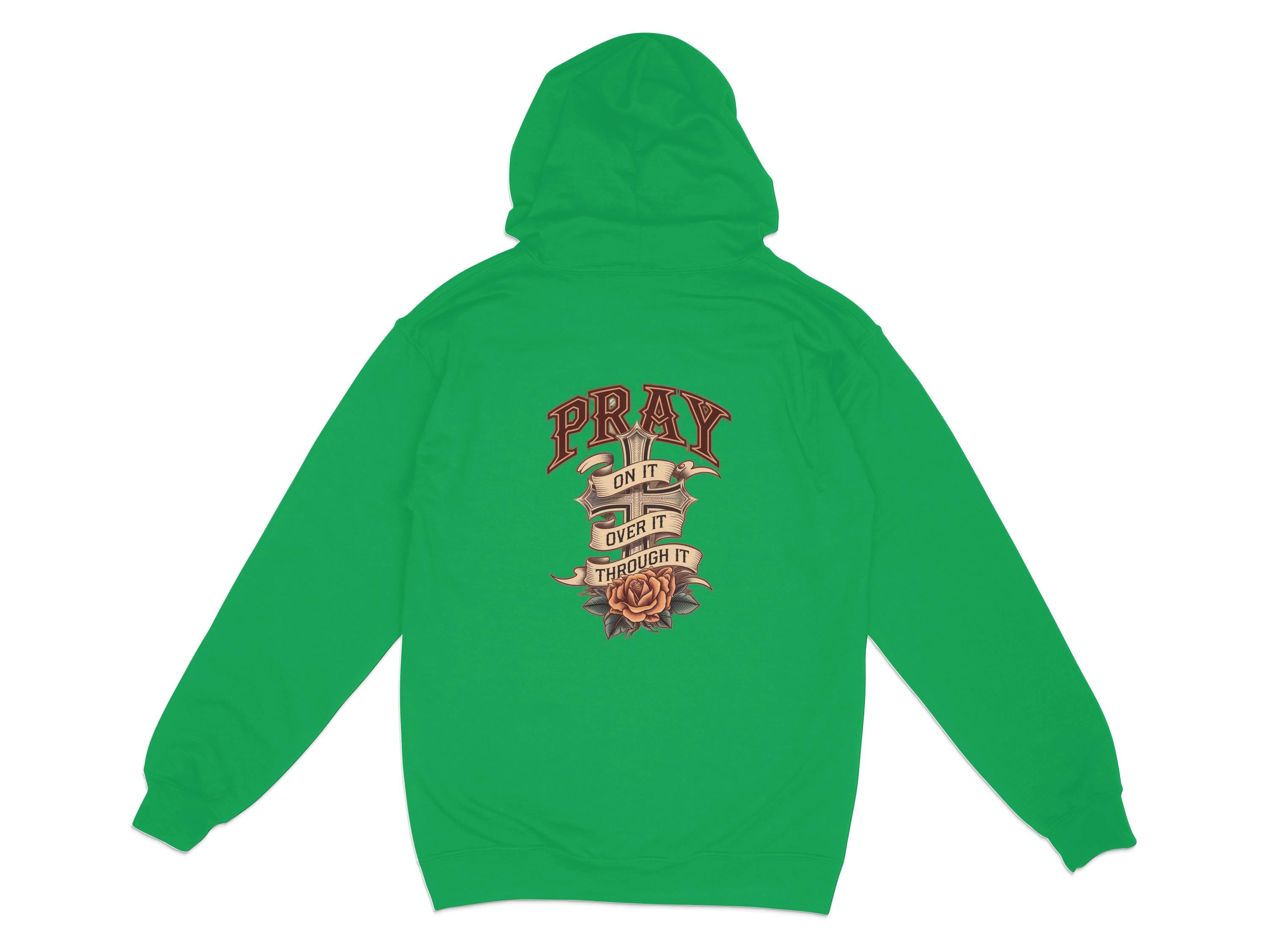 Green Hoodie with Pray Design on the Back product type
