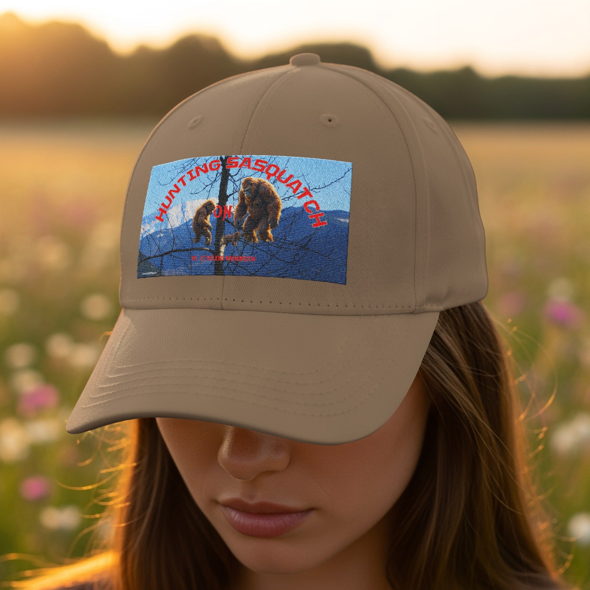Hunting Sasquatch embroidered cap product