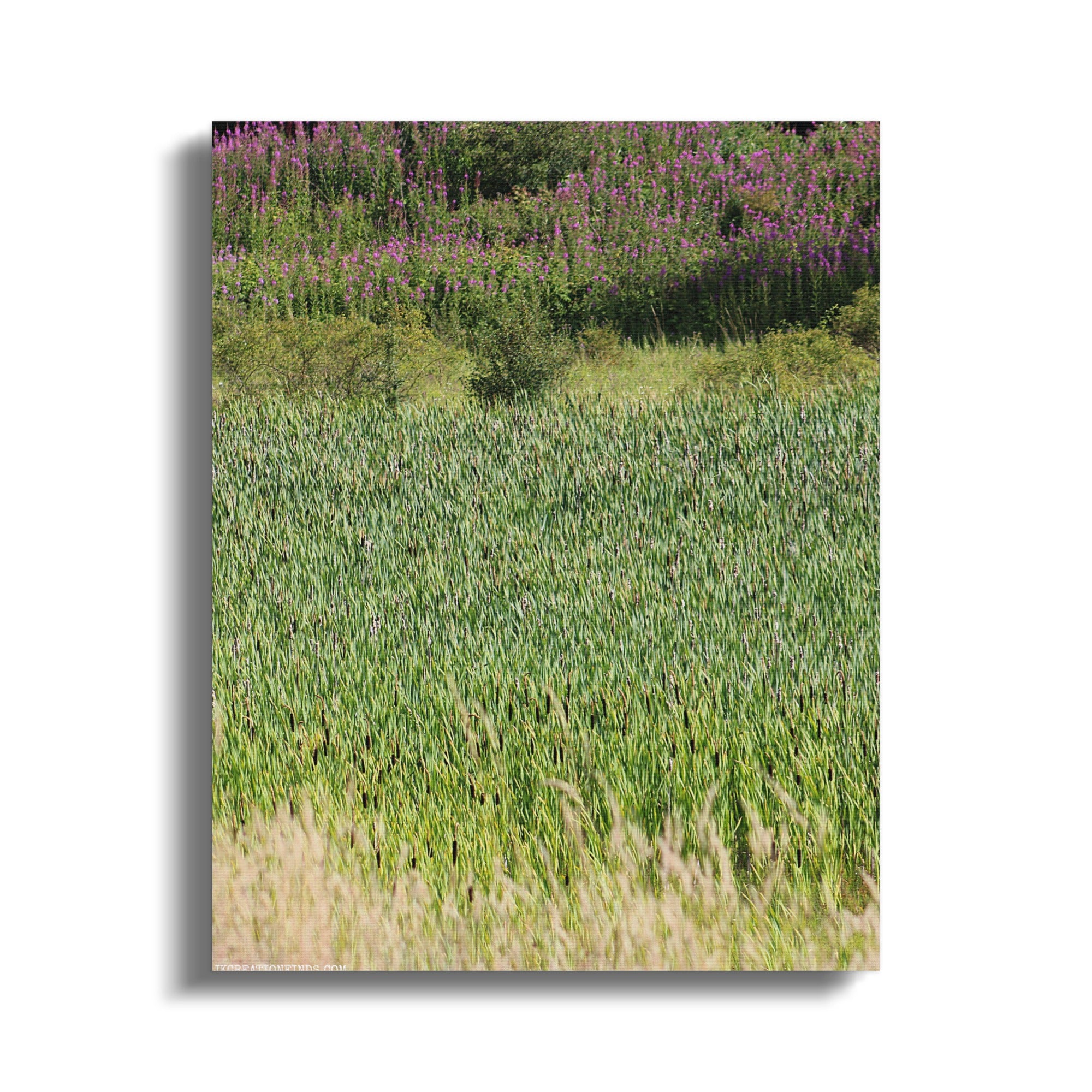 Lush Green and Purple Meadow Landscape Poster product
