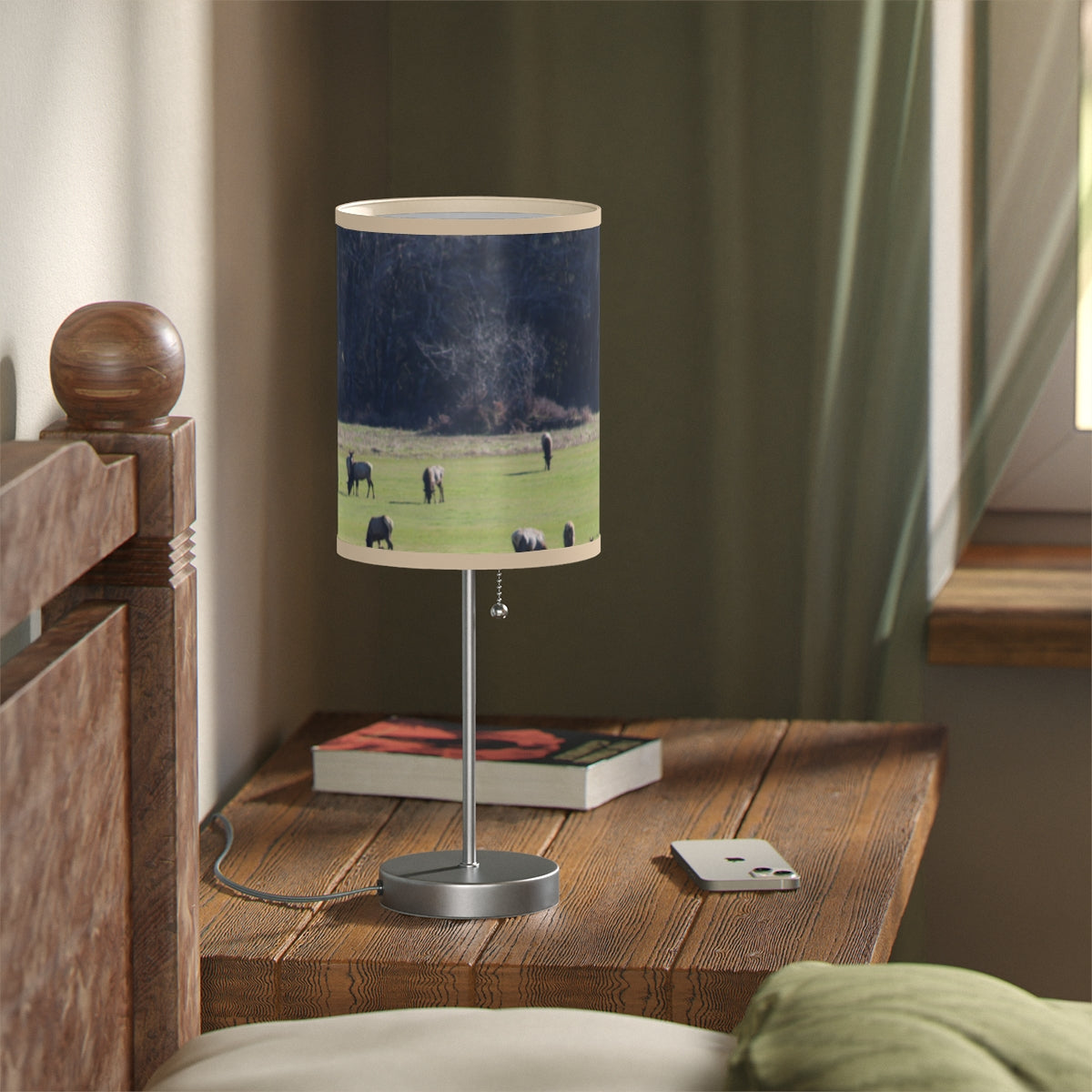 Elegant Nightstand Lamp with Scenic Landscape Design