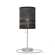 Modern Black Metal Lamp with Beach Sunset Design