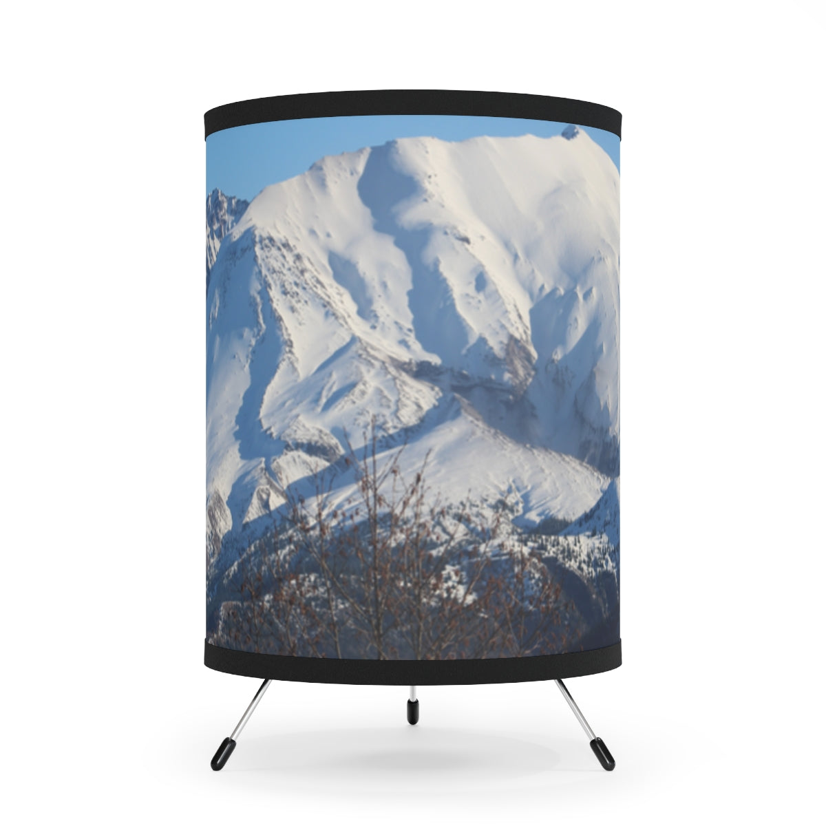 Snowy Mountain Scene on Curved Display Lamp