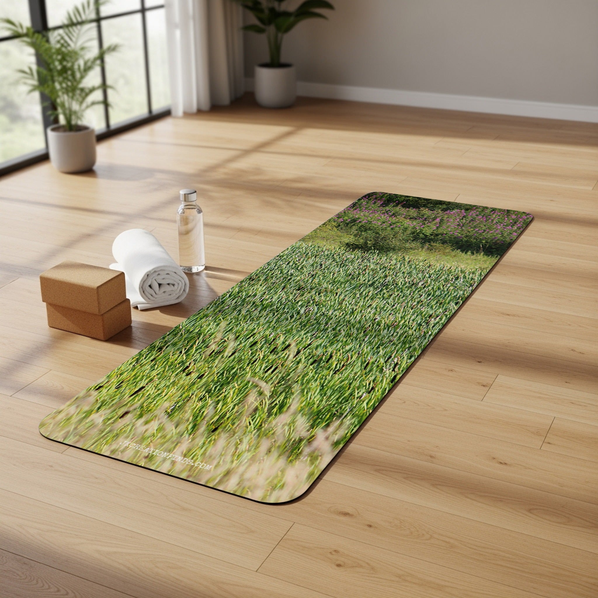 Lush Green Meadow Print Non-Slip Yoga Mat product